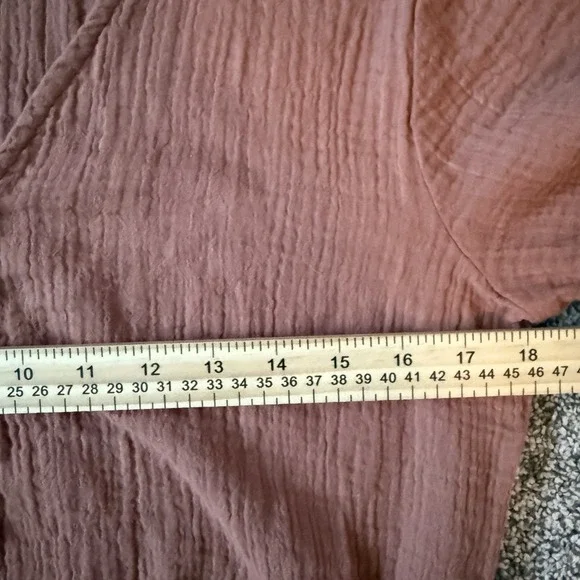 Japna Women's Short sleeve Rust Red Cotton Button Front Crop top Size M - Picture 4 of 6